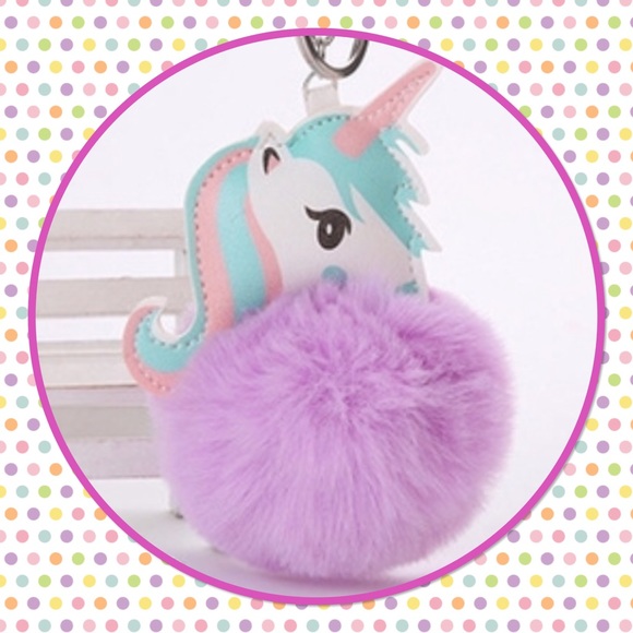 🦄NEW🦄4/$15🦄Unicorn Pom Pom Key Chain/Backpack🦄 - Picture 3 of 3